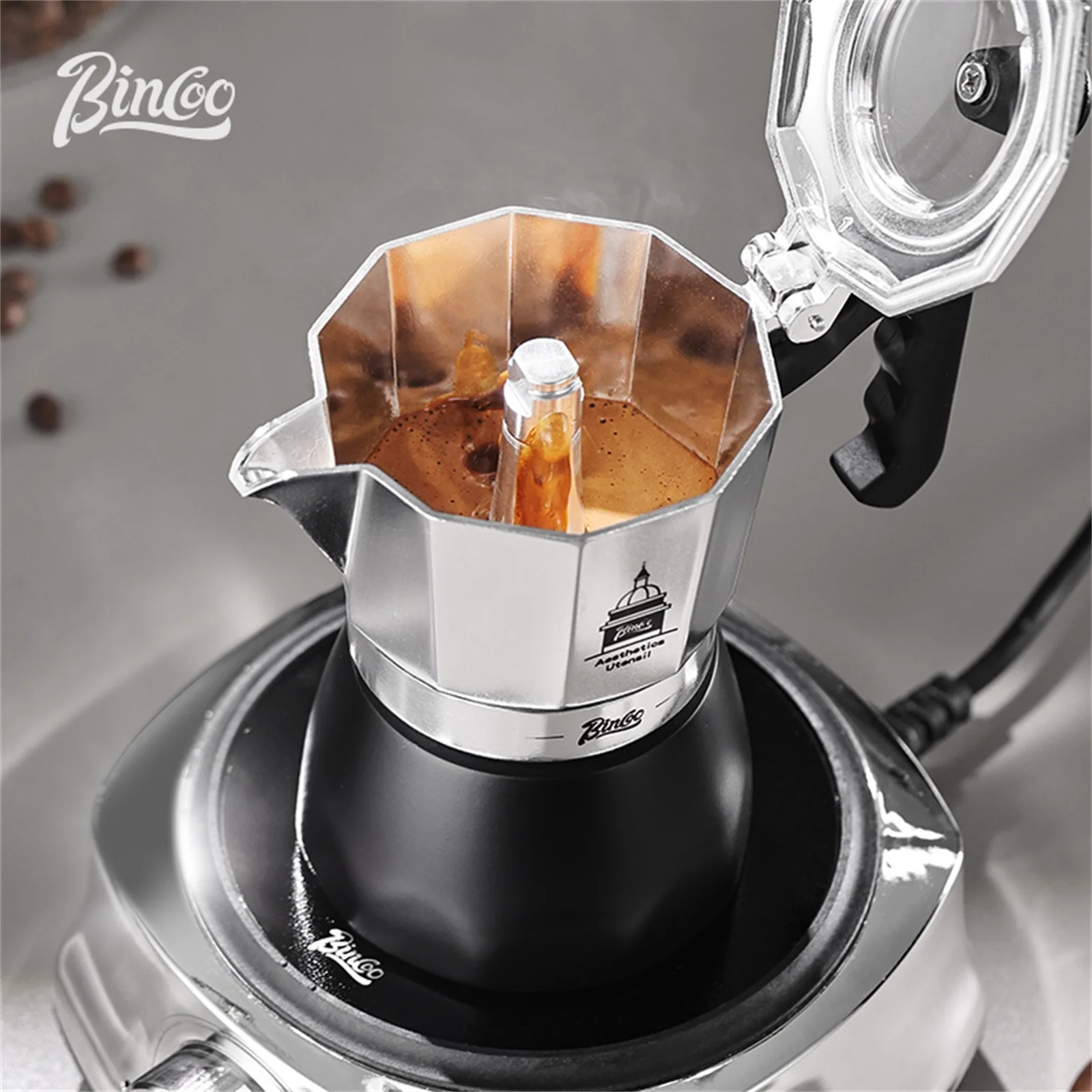 BINCOO Double Valve Moka Pot，E - Coffee Equipment Machine ulasan dan harga