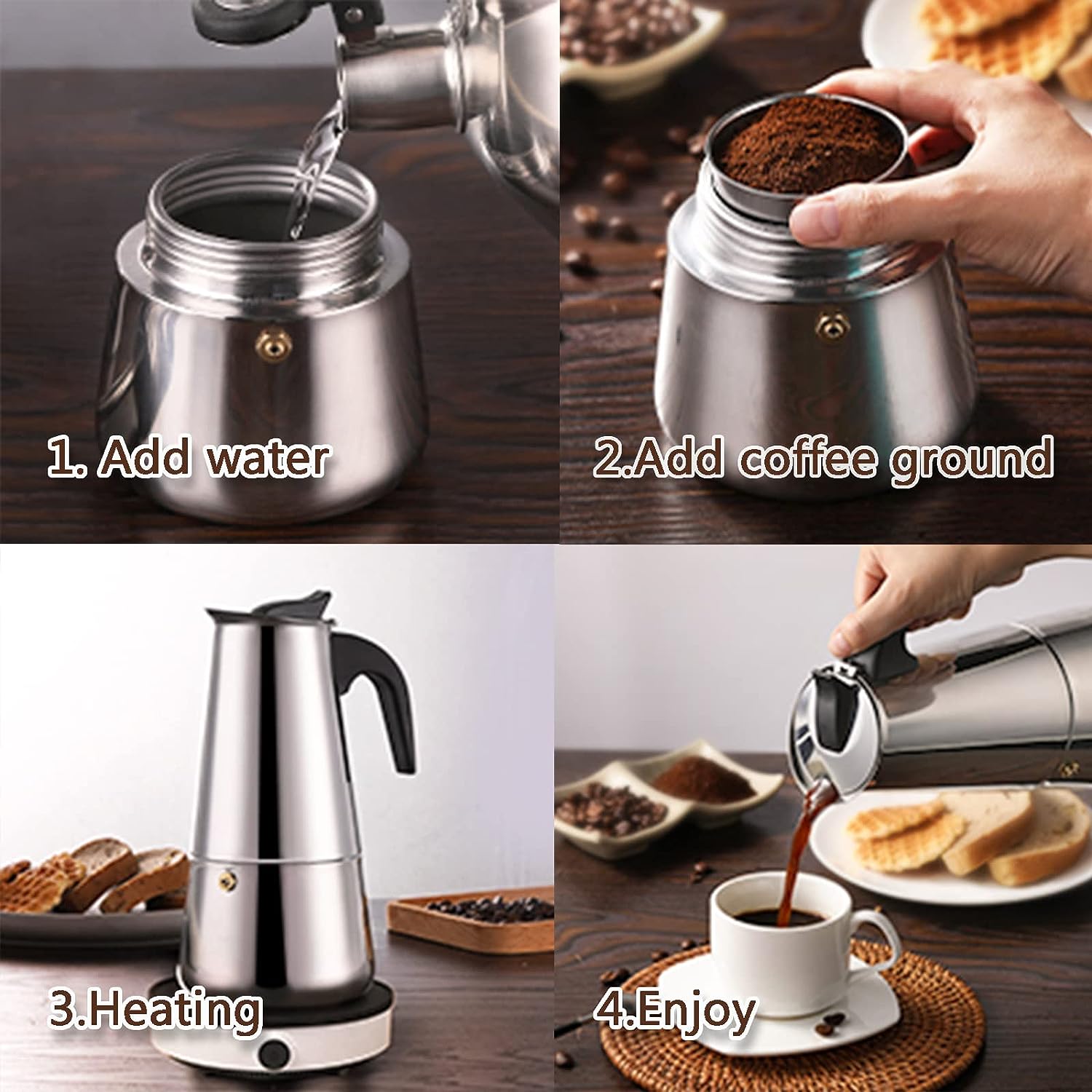 4/6/9 Cups Moka Pot Caffe Mach - Coffee Equipment Machine ulasan dan harga
