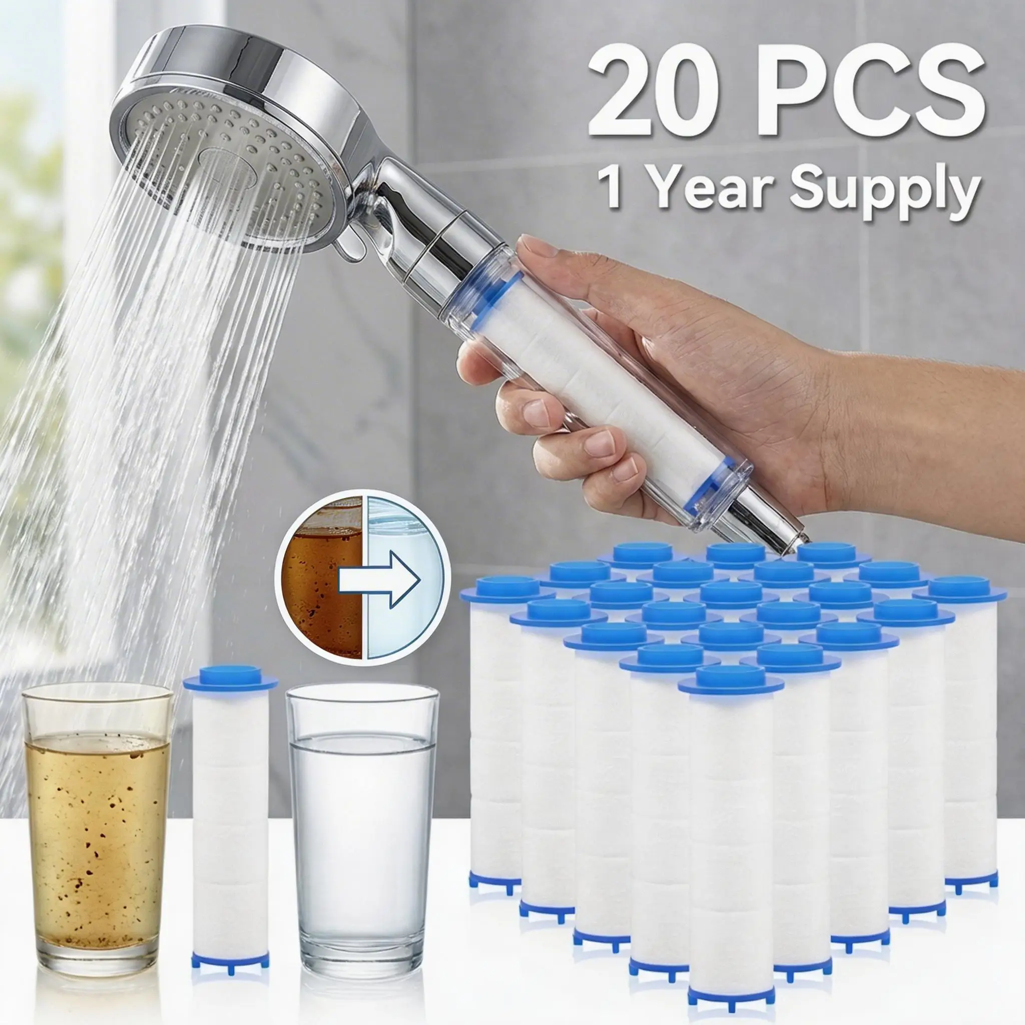 20Pcs Shower Head Filter PP Co - Water Filter Cartridge ulasan dan harga